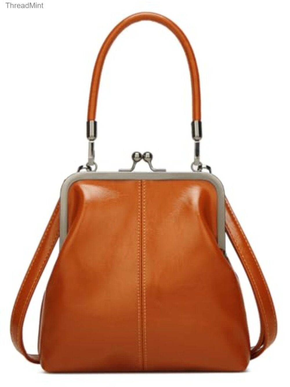 Women's Faux Leather Kiss Lock Crossbody Bag Hobo Purse Slouchy Top Handle